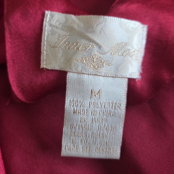 Vintage Inner Most Red And Black Chemise With Heart Lace Decolletage Medium - Picture 3 of 9